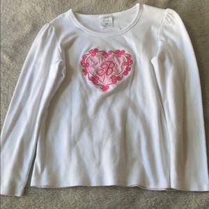 Girls size 10 embroidered “B” heart shirt